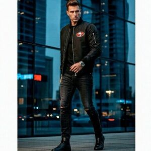NWT.Men's NFL Pro Line by Fanatics Branded Black SF 49ers Full-Zip Bomber Jacket